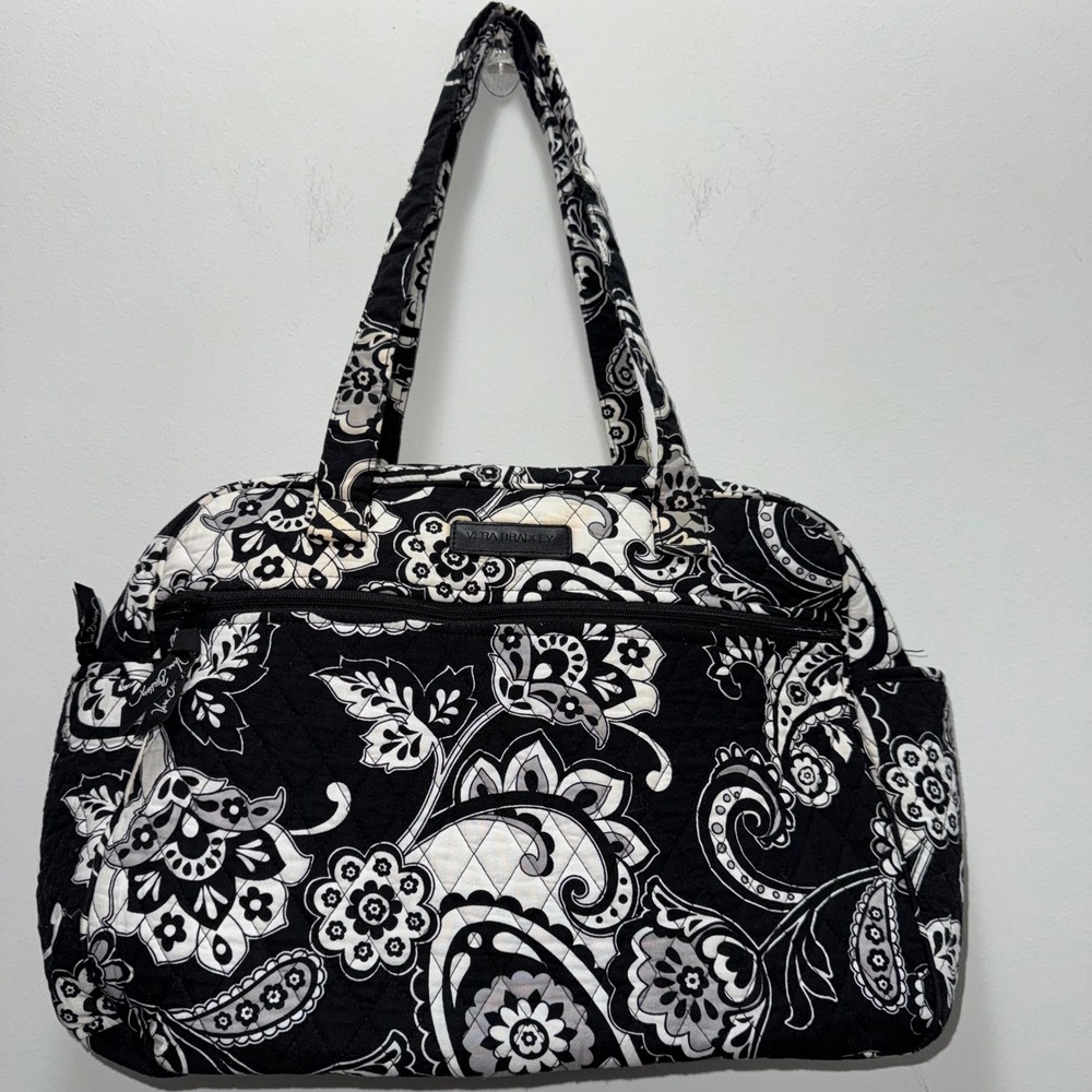 Vera Bradley Midnight Paisley Baby Diaper Travel Bag Black White Retired Quilted